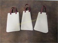 Custom Canvas Bags with Leather Handle: 3pc lot
