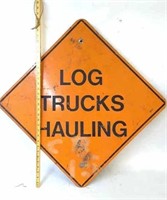 Log Truck Hauling Orange Road Sign