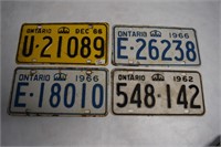 Lot Of 4 Ontario License Plates - 62, 66, 66, 66