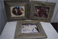 Lot of 3 Barnboard Horse Pictures