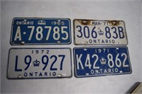 Lot Of 4 Ontario License Plates - 65, 71, 71, 72