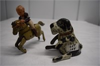 Vintage Marx Flippo Dog & Horse Wind Up Tin Toys