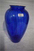 Large Blue Glass Vase 13"