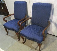 Blue arm chairs, 2 x $