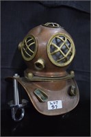 Miniature Copper Divers Helmet 7"