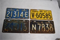 Lot Of 4 Ontario License Plates - 45, 50, 65, 66