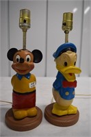 Vintage Rubber MIckey & Donald Rubbber Lamps