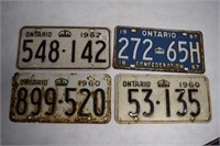 Lot Of 4 Ontario License Plates - 60, 60, 62, 67