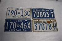 Lot Of 4 Ontario License Plates - 66, 68, 69, 69
