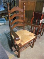 Wood arm chair w. rush seat