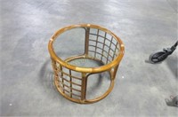 Rattan side table with glass top