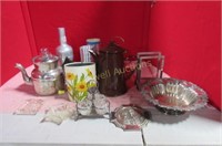 Teapots, flour sifter, silverplate and more
