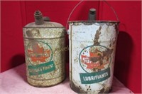 Two old Supertest gas cans