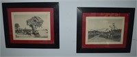 Pair Antique Engravings Framed - 18"x 22" x 2