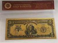 $5 Gold Plated Banknote