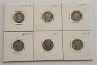 (6) Mercury Dimes #1