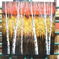 Highlighted Colorful Canvas Birch Print