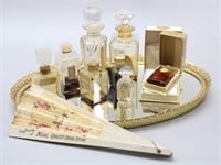 Collection of Perfume Bottles & Oval Mirrored Tray