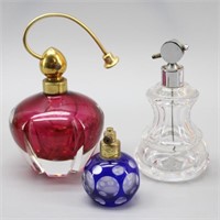 (3) Art Glass Perfume Bottles