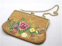 Small Beaded Handbag w/ Leather Lining & Pocket