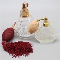 (2) Lead Crystal Perfume Bottles with Atomizers