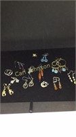 SMALL BOX OF 13 PAIRS OF EARRINGS