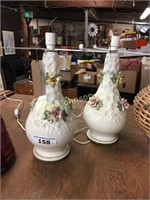 PAIR OF CAPODIMONTE STYLE LAMPS (NO SHADES)