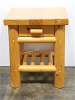 Western Pine Log Side Table /Night Stand