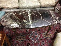 MARBLE TOP COFFEE TABLE W/BRASS LEGS