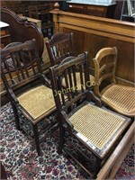 LOT OF 4 CANE CHAIRS (2 MATCHING)