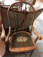 MAPLE CHAIR W/NEEDLEPOINT SEAT