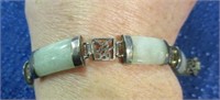 sterling silver jade asian script link bracelet