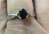 sterling silver black onyx ring - size 8