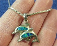 sterling dolphin pendant & 30inch box link chain