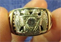 men's 10k masonic diamond ring - size 11