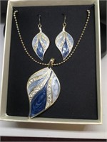 Mixit Blue Enamelled Necklace and Earring Set
