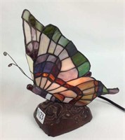 Tiffany style stained glass monarch butterfly lamp