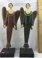 Pair of Wooden Angel Figures
