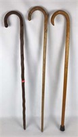 3 Handmade Wooden Canes