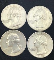 4 Silver Washington Quarters