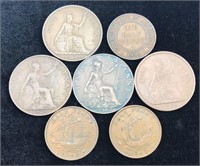 7 Old British Copper Coins