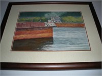 INGRAM Barge-Framed 17 x 21"-Org watercolor-Mary