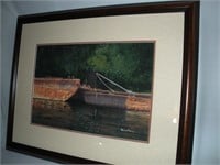 Barges on the Mon-14 x 21 Image-Orginal water