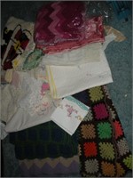 Needlework-Blankets-Dollies-Rug 1 Lot