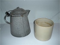 Enamel Coffee Pot & Crock 11 Inch