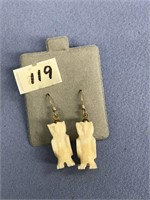 Pair of ivory owl earrings