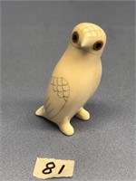 2.5" White ivory snow owl by Donald Ungott of Gamb