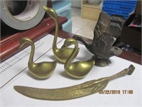 5 Pcs. of Brass-Swans,Duck & Feather