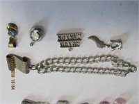 Sterling Silver Charm Bracelet & 5 Sterling Charms
