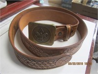 Size 36 Boy Scout Leather Belt & Buckle